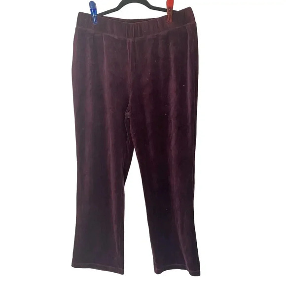 Jones New York Sports Womens Velour Track Jogger Pants Elastic Waist Maroon 1X - Picture 1 of 8